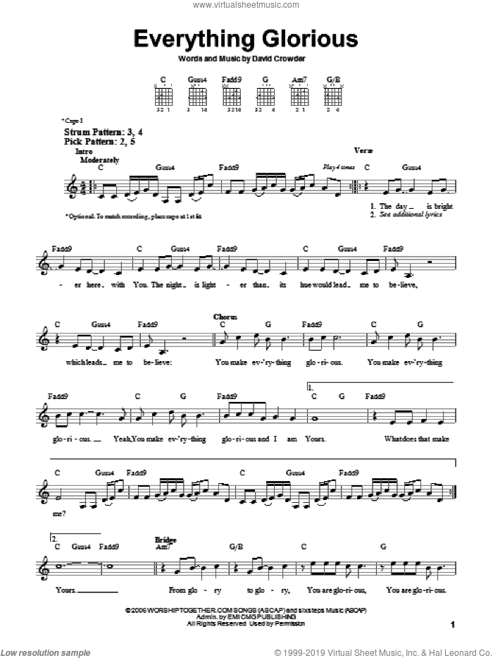 Everything Glorious sheet music for guitar solo (chords) by David Crowder Band and David Crowder, easy guitar (chords)