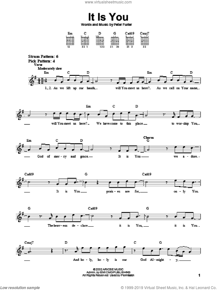 It Is You sheet music for guitar solo (chords) by Newsboys and Peter Furler, easy guitar (chords)
