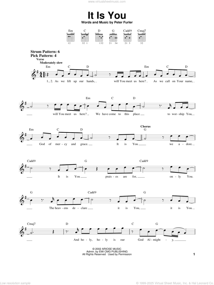 It Is You sheet music for guitar solo (chords) by Newsboys and Peter Furler, easy guitar (chords)