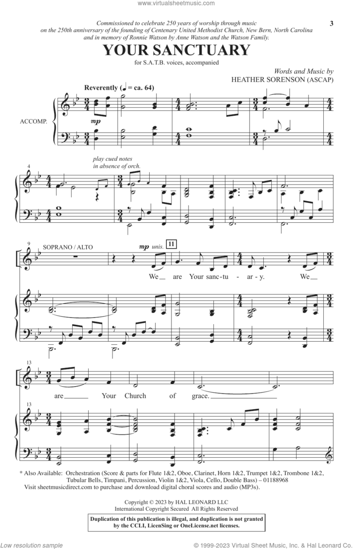 Your Sanctuary sheet music for choir (SATB: soprano, alto, tenor, bass) by Heather Sorenson, intermediate skill level