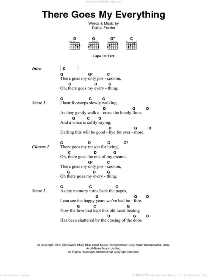 There Goes My Everything sheet music for guitar (chords) by Elvis Presley, Jack Greene and Dallas Frazier, intermediate skill level