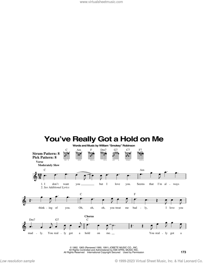 You've Really Got A Hold On Me sheet music for guitar solo (chords) by The Miracles, easy guitar (chords)