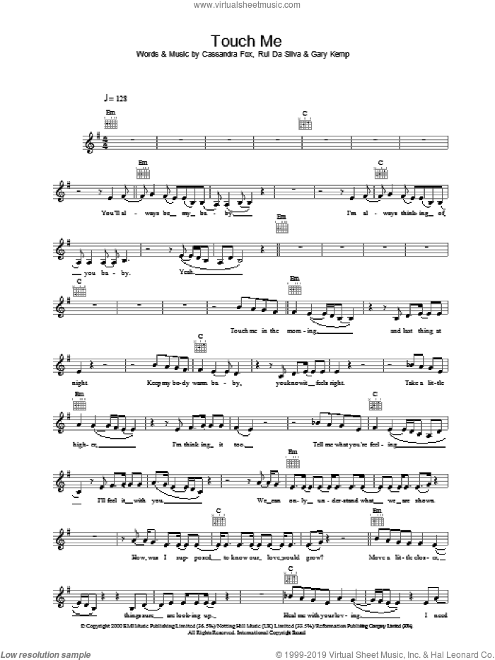 Touch Me sheet music for voice and other instruments (fake book) by Rui Da Silva, intermediate skill level