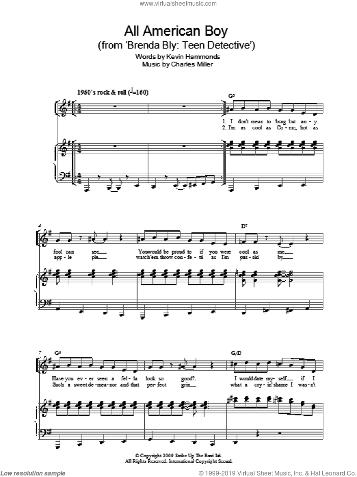 All American Boy sheet music for piano solo by Charles Miller and Kevin Hammonds, easy skill level