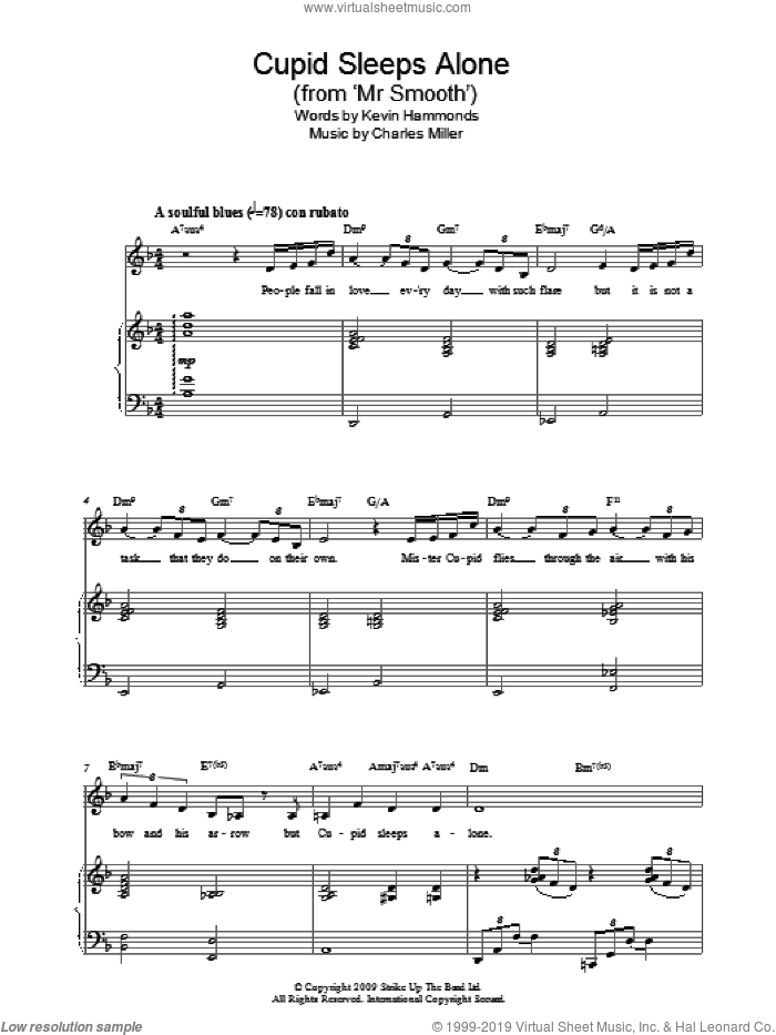 Cupid Sleeps Alone sheet music for piano solo by Charles Miller and Kevin Hammonds, easy skill level