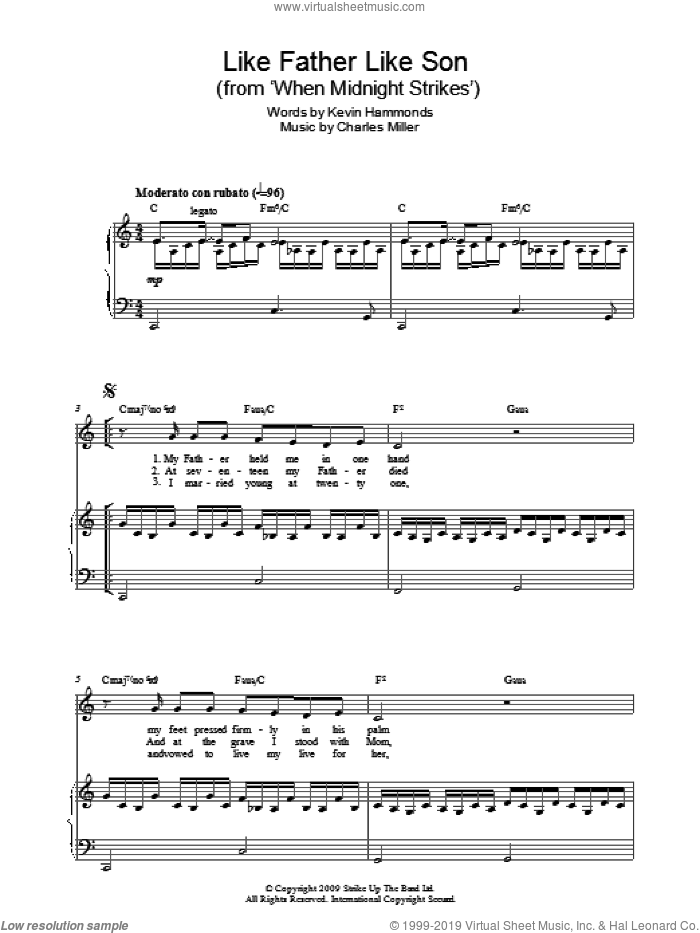Like Father Like Son sheet music for piano solo by Charles Miller and Kevin Hammonds, easy skill level