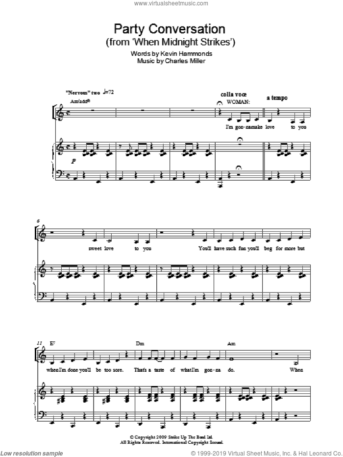 Party Conversation sheet music for piano solo by Charles Miller and Kevin Hammonds, easy skill level