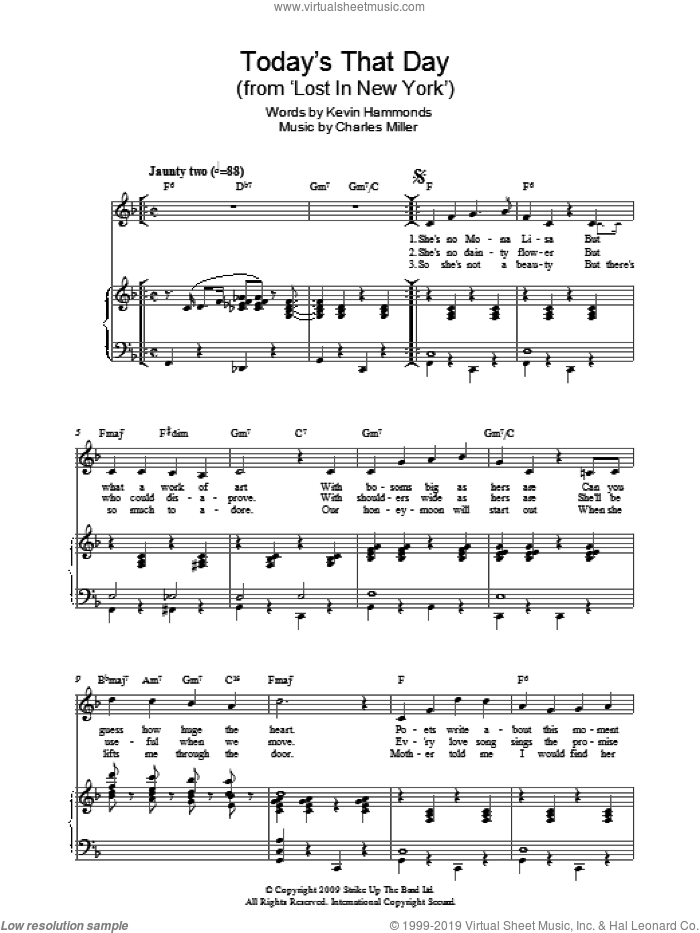 Today's That Day sheet music for piano solo by Charles Miller and Kevin Hammonds, easy skill level