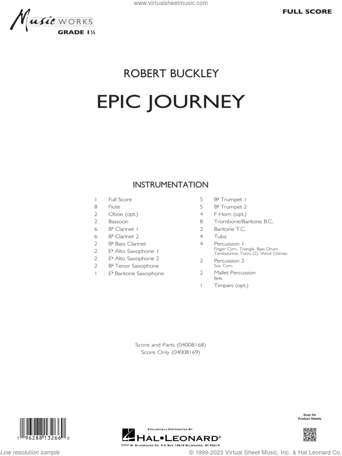 Epic Journey (COMPLETE) sheet music for concert band by Robert Buckley, intermediate skill level