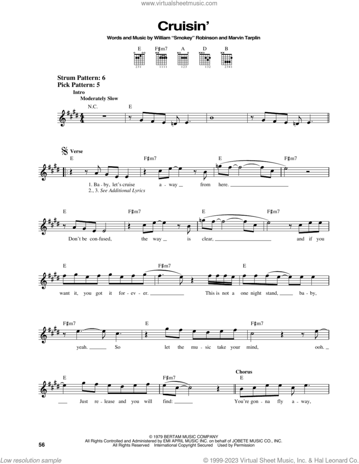 Cruisin' sheet music for guitar solo (chords) by William 'Smokey' Robinson, Huey Lewis & Gwyneth Paltrow and Marvin Tarplin, easy guitar (chords)