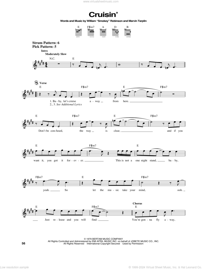 Cruisin' sheet music for guitar solo (chords) by William 'Smokey' Robinson, Huey Lewis & Gwyneth Paltrow and Marvin Tarplin, easy guitar (chords)