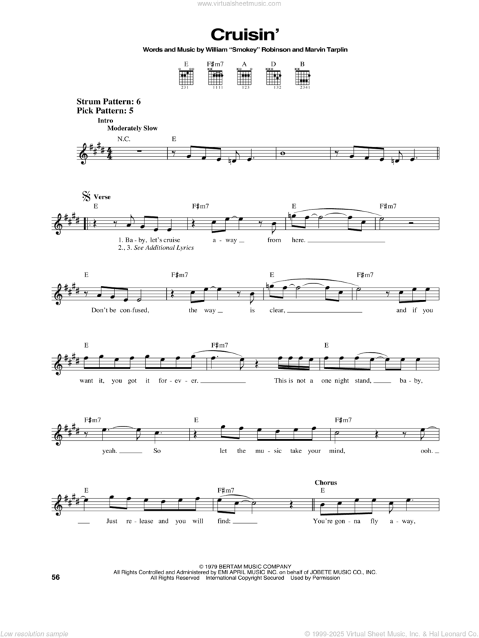 Cruisin' sheet music for guitar solo (chords) by William 'Smokey' Robinson, Huey Lewis & Gwyneth Paltrow and Marvin Tarplin, easy guitar (chords)