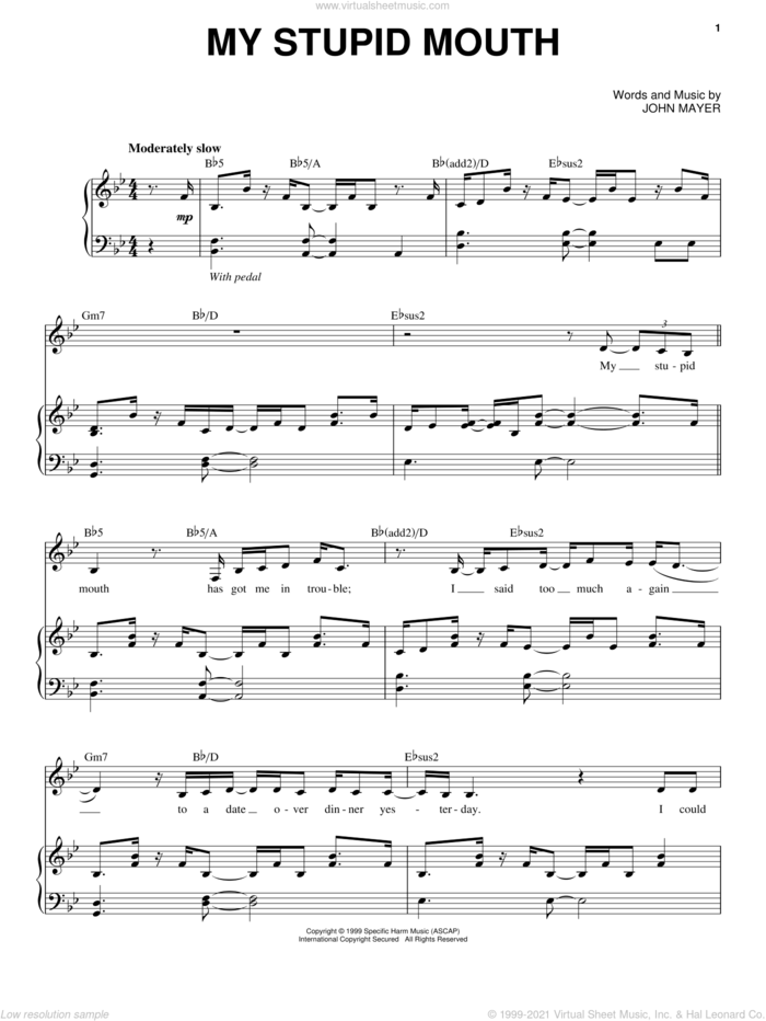 My Stupid Mouth sheet music for voice and piano by Audra McDonald and John Mayer, intermediate skill level