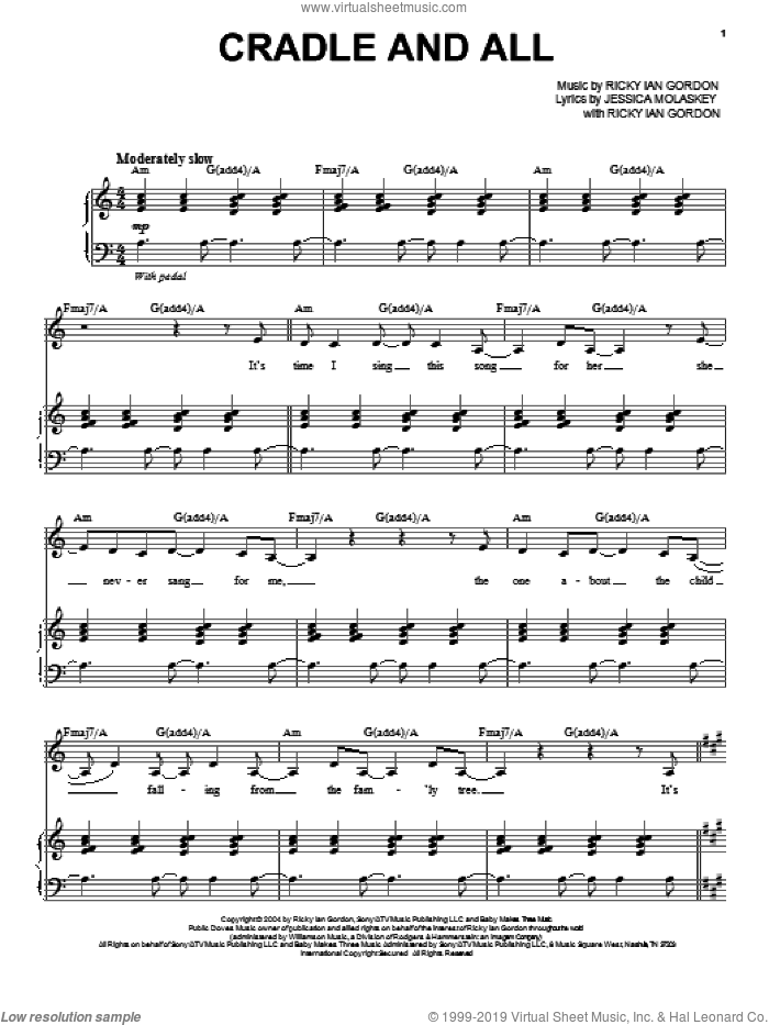 Cradle And All sheet music for voice and piano by Audra McDonald, Jessica Molaskey and Ricky Ian Gordon, intermediate skill level
