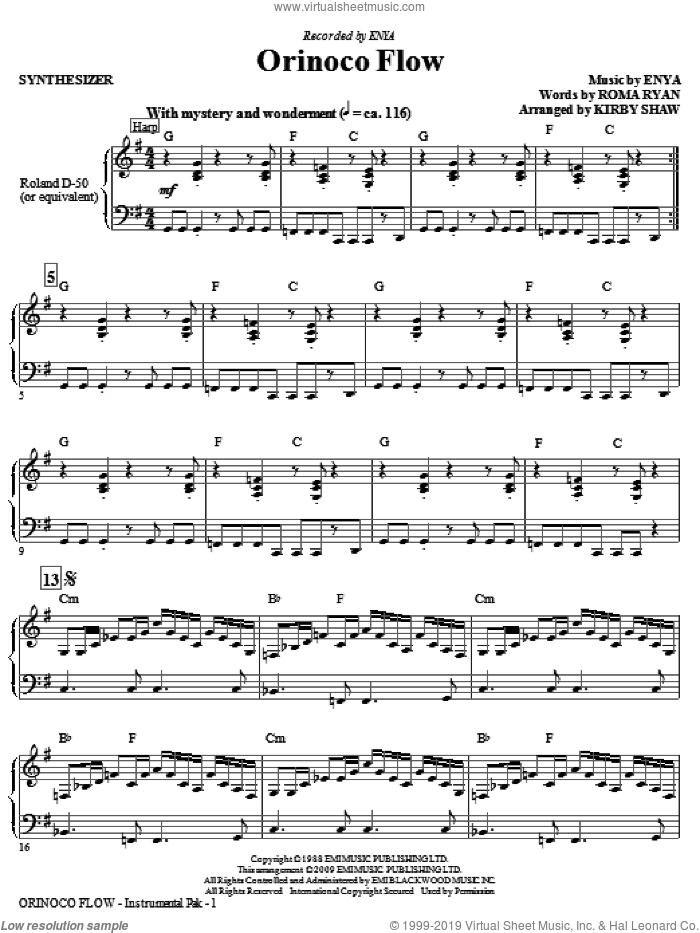 Orinoco Flow (arr. Kirby Shaw) (complete set of parts) sheet music for orchestra/band (Rhythm) by Kirby Shaw, Roma Ryan and Enya, intermediate skill level