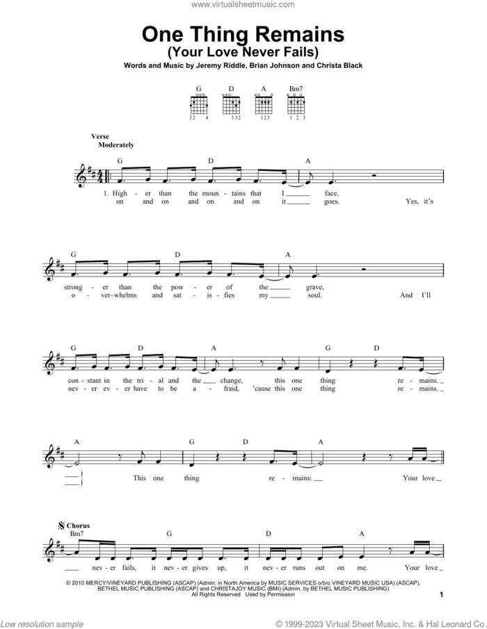 One Thing Remains (Your Love Never Fails) sheet music for guitar solo (chords) by Passion & Kristian Stanfill, Brian Johnson, Christa Black and Jeremy Riddle, easy guitar (chords)