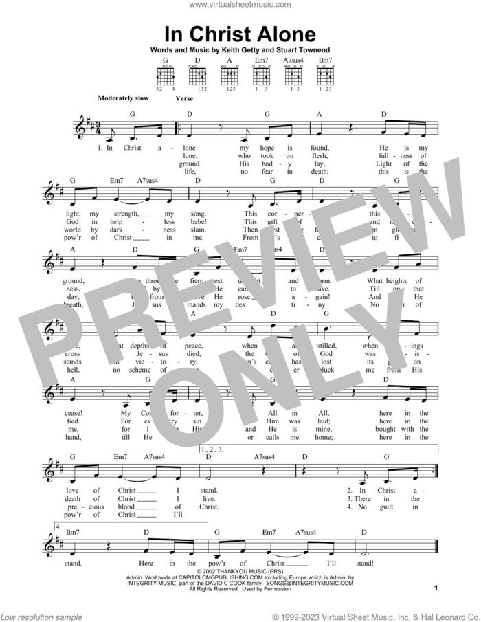 In Christ Alone sheet music for guitar solo (chords) by Keith & Kristyn Getty, Margaret Becker, Newsboys, Keith Getty and Stuart Townend, easy guitar (chords)