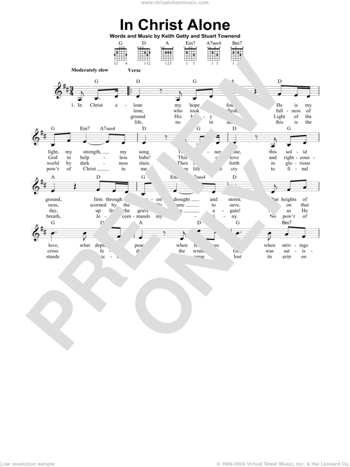 In Christ Alone sheet music for guitar solo (chords) by Keith & Kristyn Getty, Margaret Becker, Newsboys, Keith Getty and Stuart Townend, easy guitar (chords)