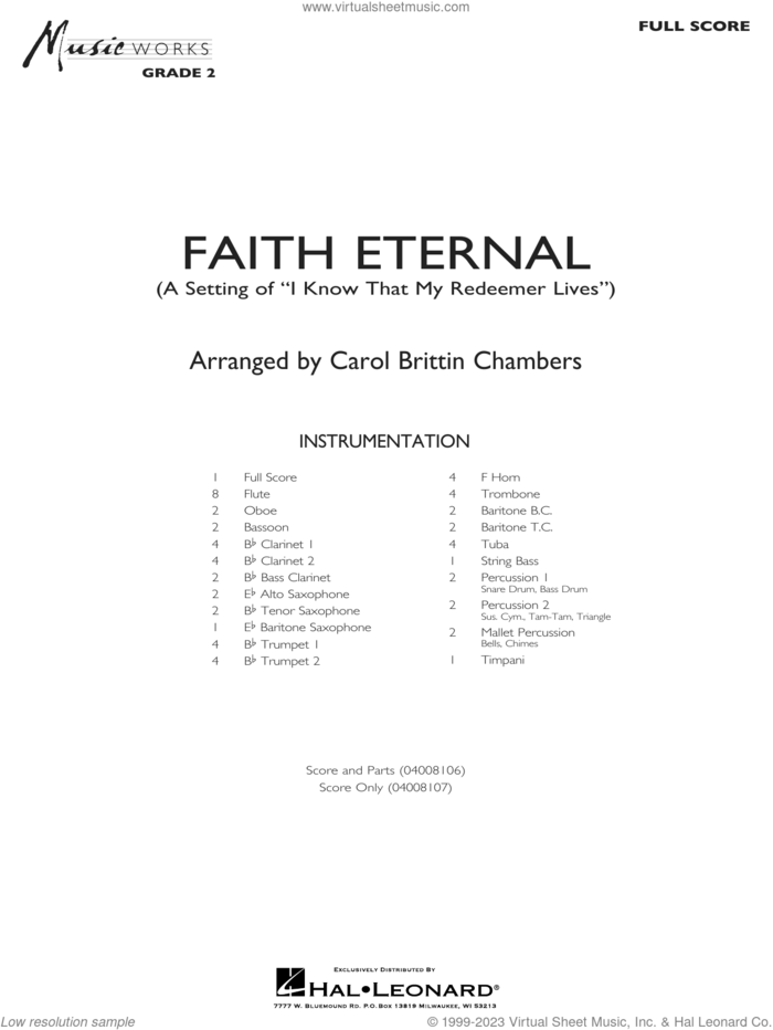 Faith Eternal (COMPLETE) sheet music for concert band by Carol Brittin Chambers, intermediate skill level