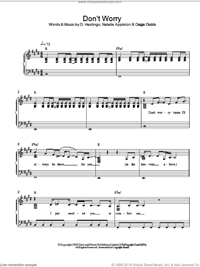 Don't Worry sheet music for piano solo by Natalie Appleton, intermediate skill level
