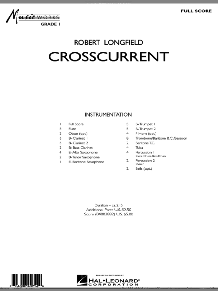 Crosscurrent (COMPLETE) sheet music for concert band by Robert Longfield, intermediate skill level