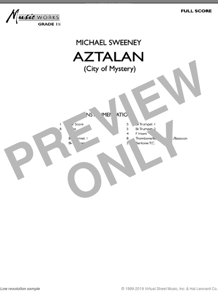 Aztalan (City of Mystery) (COMPLETE) sheet music for concert band by Michael Sweeney, intermediate skill level