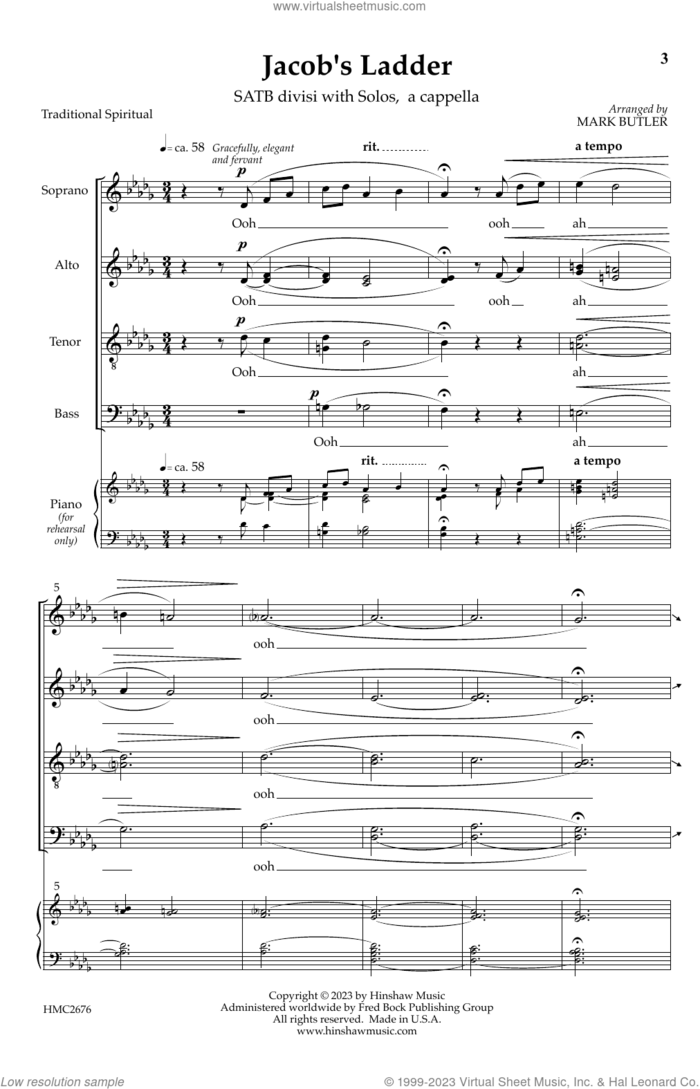 Jacob's Ladder sheet music for choir (SATB Divisi) by Mark Butler, intermediate skill level