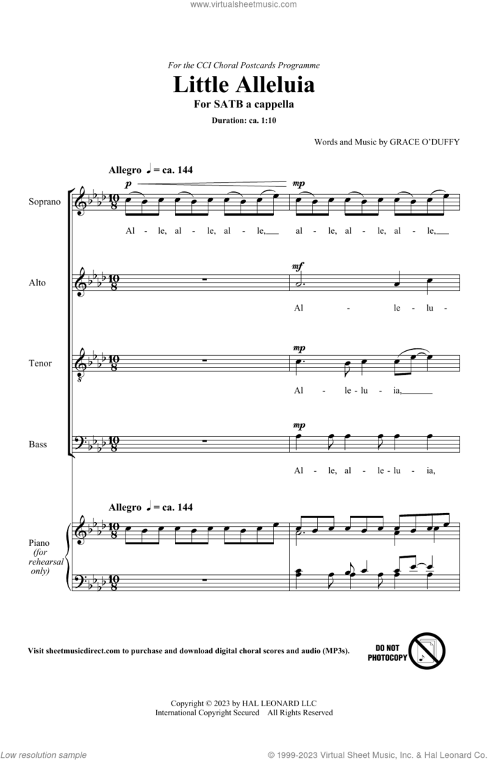 Little Alleluia sheet music for choir (SATB: soprano, alto, tenor, bass) by Grace O'Duffy, intermediate skill level