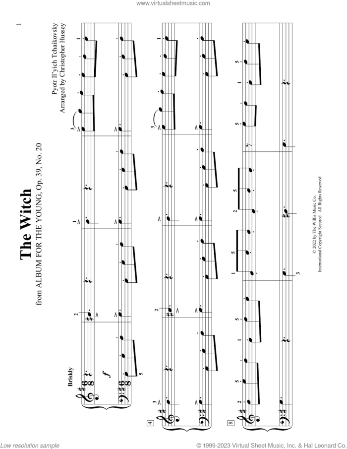 The Witch, Op. 39, No. 20 (arr. Christopher Hussey) sheet music for piano solo (elementary) by Pyotr Ilyich Tchaikovsky and Christopher Hussey, classical score, beginner piano (elementary)