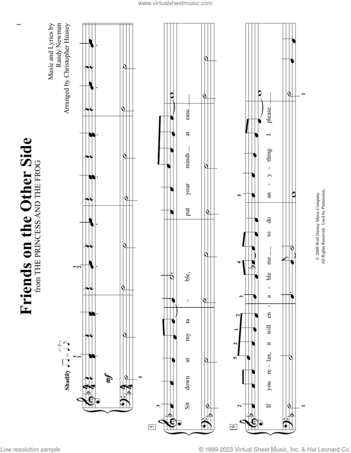 Friends On The Other Side (arr. Christopher Hussey) sheet music for piano solo (elementary) by Randy Newman and Christopher Hussey, classical score, beginner piano (elementary)