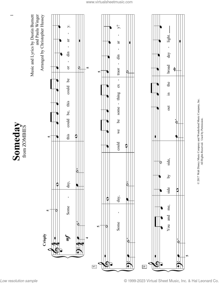 Someday (arr. Christopher Hussey) sheet music for piano solo (elementary) by Dustin Burnett, Christopher Hussey and Paula Winger, classical score, beginner piano (elementary)