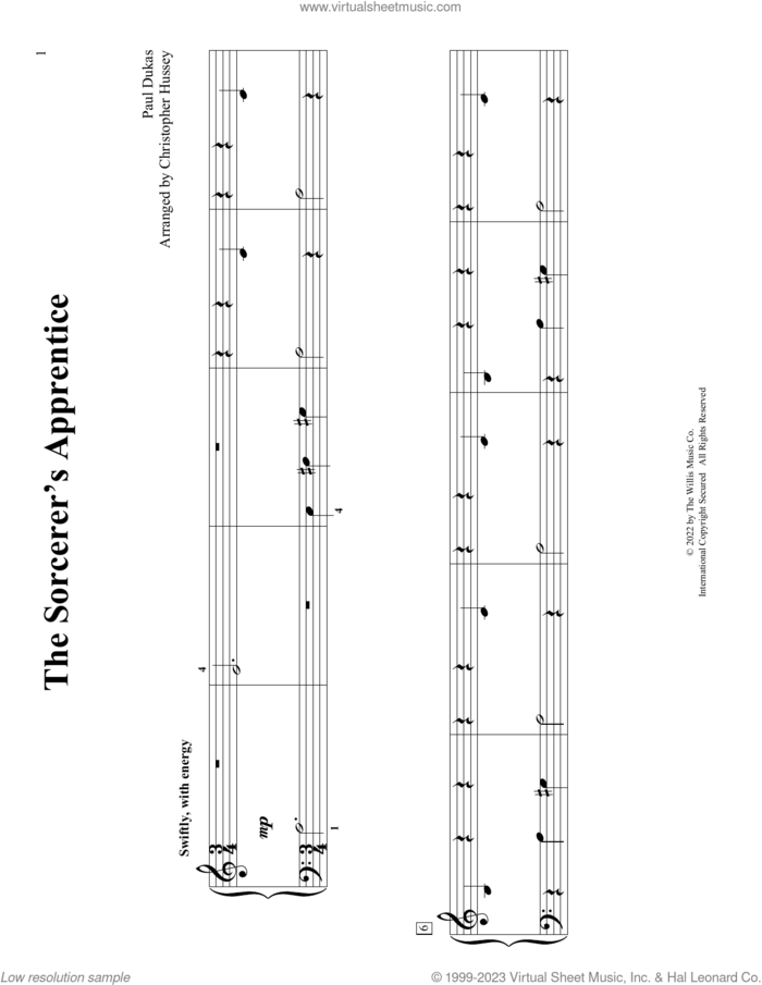 The Sorcerer's Apprentice (arr. Christopher Hussey) sheet music for piano solo (elementary) by Paul Dukas and Christopher Hussey, classical score, beginner piano (elementary)