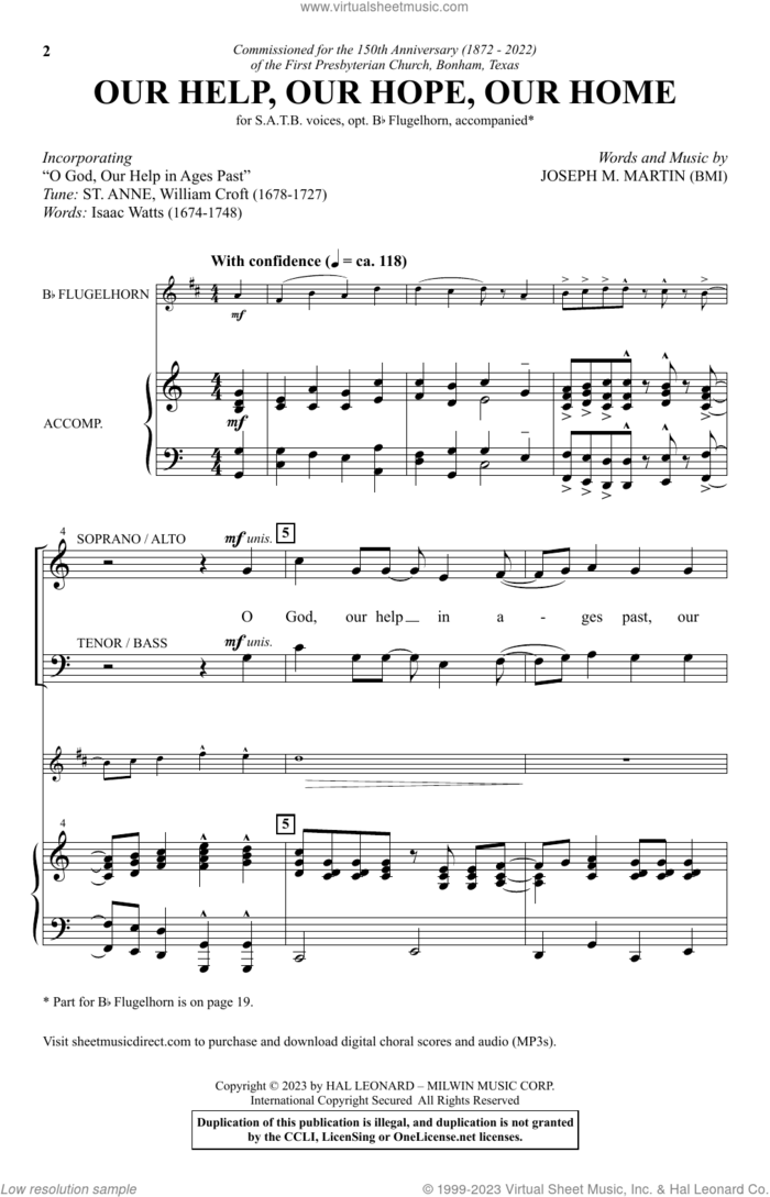 Our Help, Our Hope, Our Home sheet music for choir (SATB: soprano, alto, tenor, bass) by Joseph M. Martin, intermediate skill level