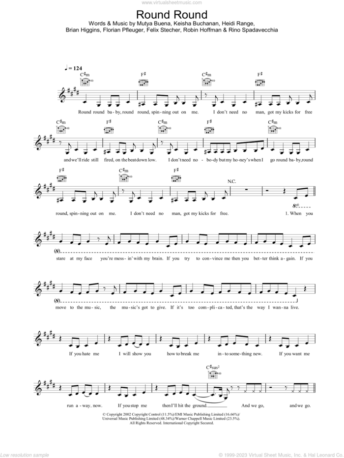Round Round sheet music for voice and other instruments (fake book) by Sugababes, intermediate skill level