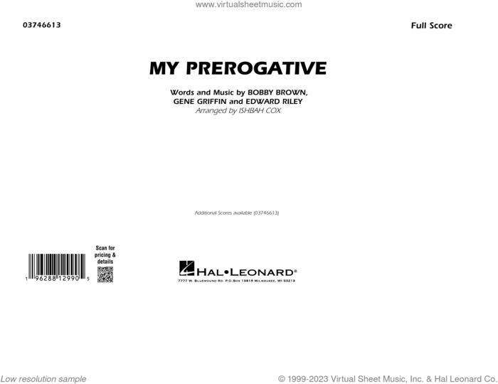 My Prerogative (arr. Ishbah Cox) (COMPLETE) sheet music for marching band by Britney Spears, Bobby Brown, Edward Riley, Gene Griffin and Ishbah Cox, intermediate skill level