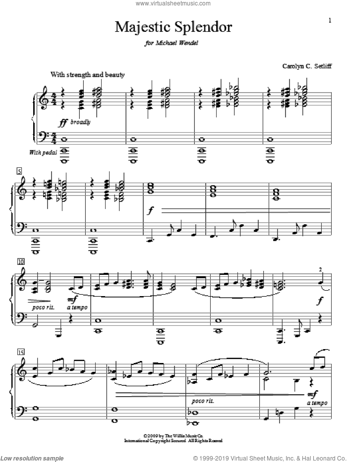 Majestic Splendor sheet music for piano solo (elementary) by Carolyn C. Setliff, beginner piano (elementary)