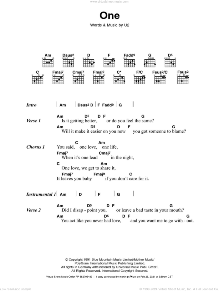 One sheet music for guitar (chords) by Johnny Cash and U2, intermediate skill level