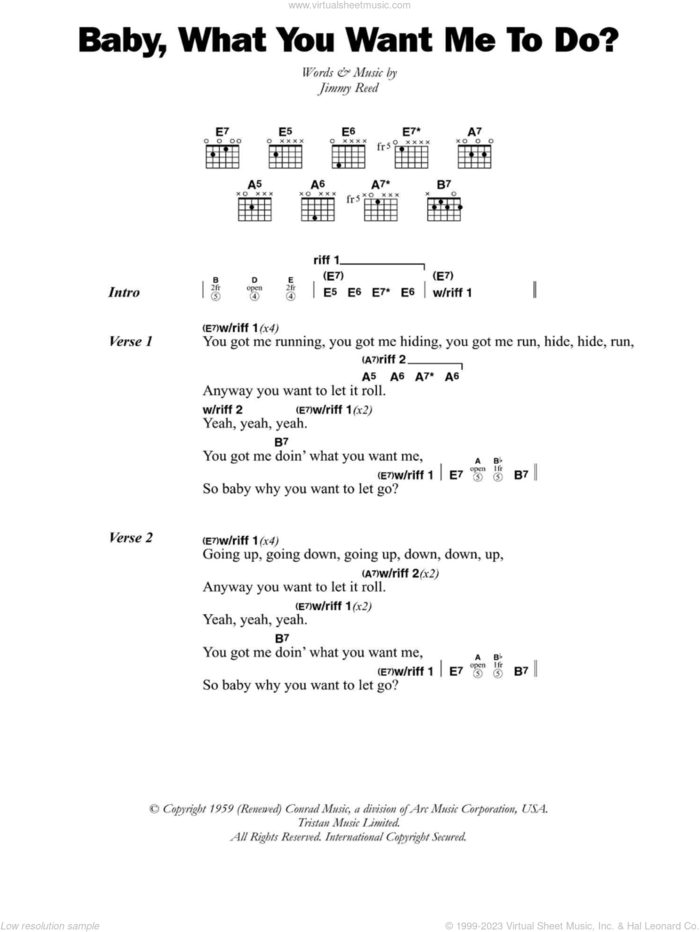 Baby, What You Want Me To Do sheet music for guitar (chords) by Etta James and Jimmy Reed, intermediate skill level