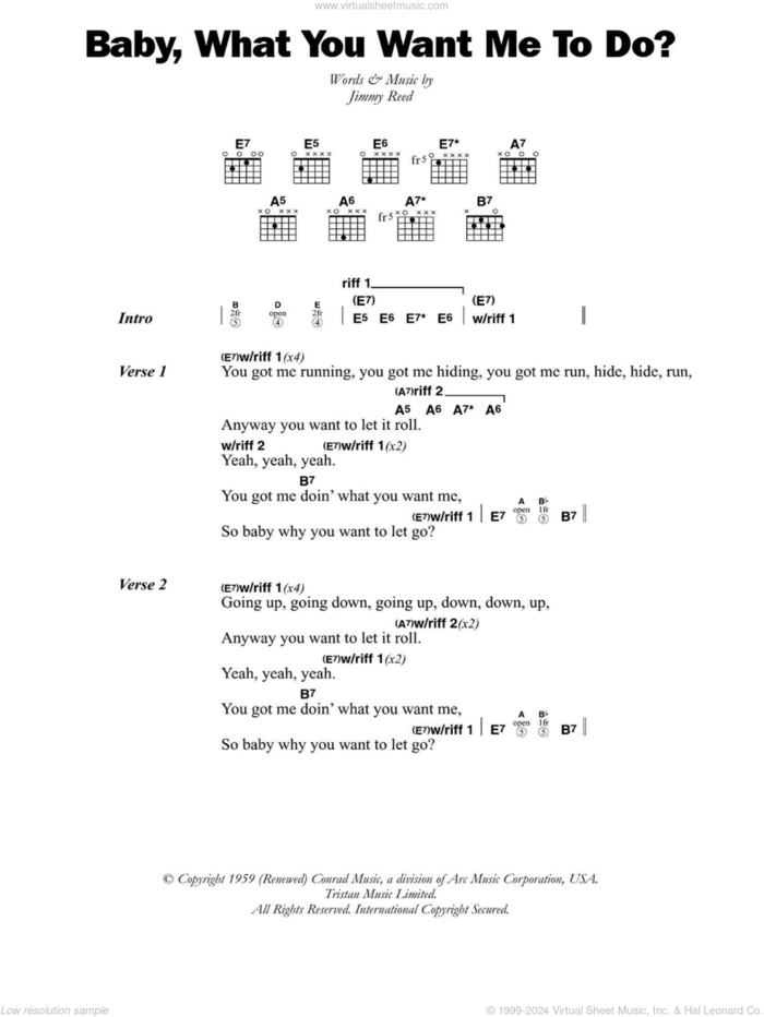 Baby, What You Want Me To Do sheet music for guitar (chords) by Etta James and Jimmy Reed, intermediate skill level