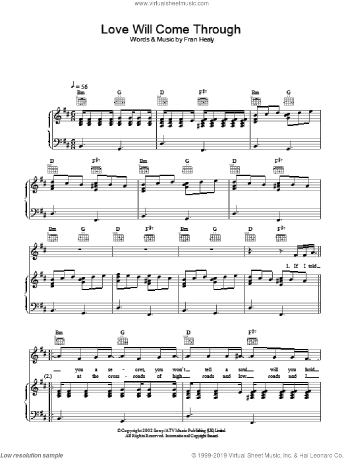 Love Will Come Through sheet music for voice, piano or guitar by Merle Travis, intermediate skill level