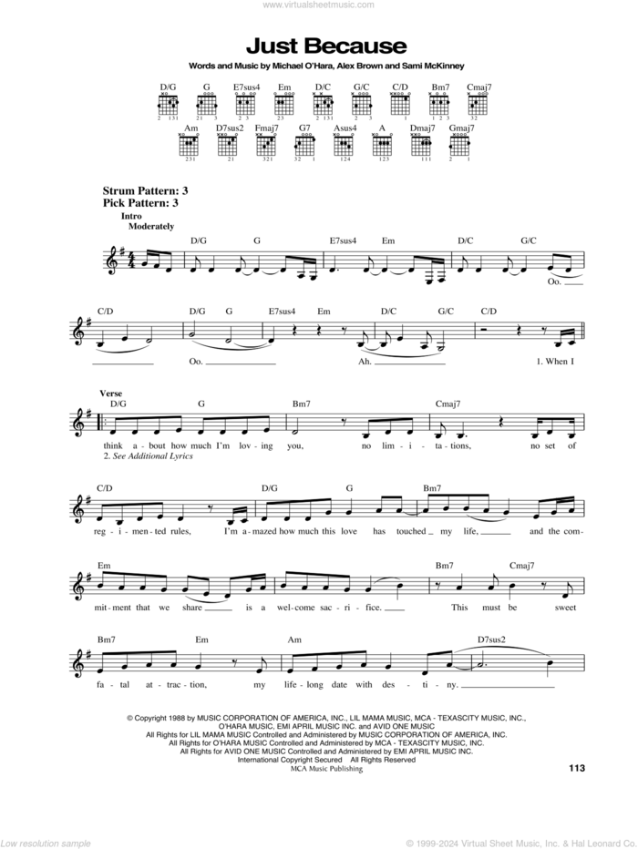 Just Because sheet music for guitar solo (chords) by Anita Baker, Alex Brown and Sami McKinney, easy guitar (chords)