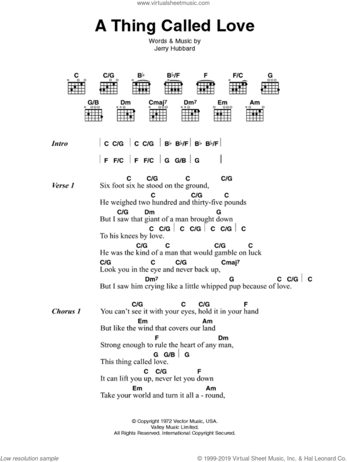 A Thing Called Love sheet music for guitar (chords) by Johnny Cash and Jerry Hubbard, intermediate skill level