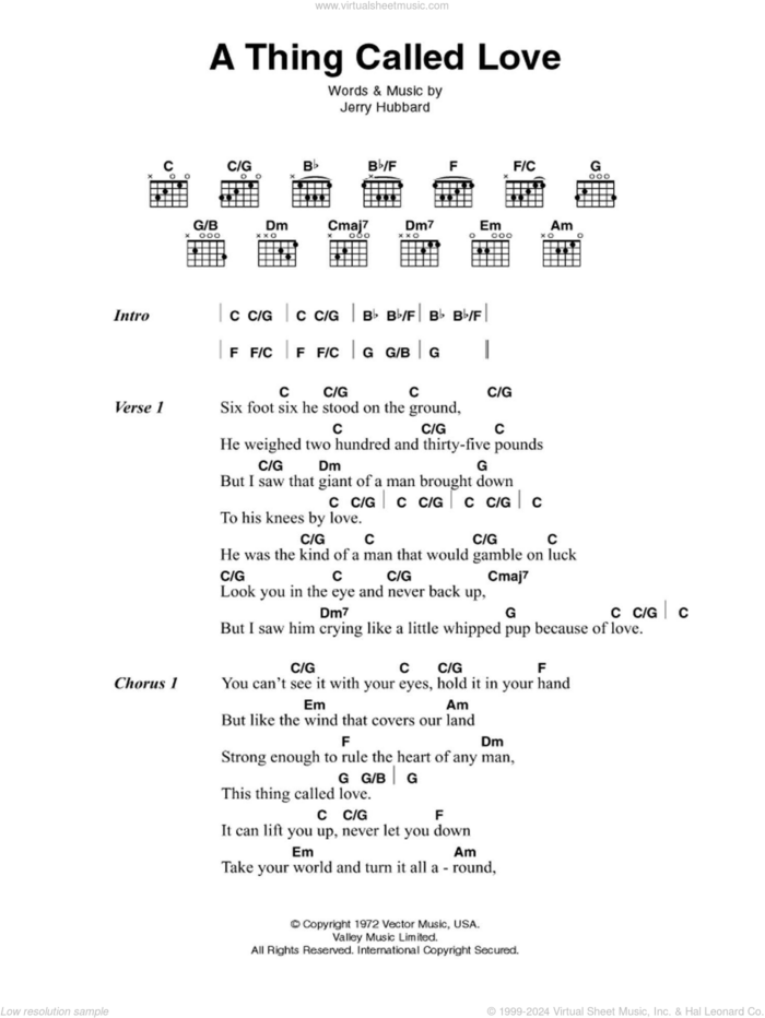 A Thing Called Love sheet music for guitar (chords) by Johnny Cash and Jerry Hubbard, intermediate skill level