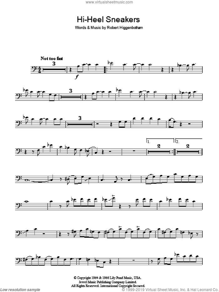 Hi-Heel Sneakers sheet music for voice, piano or guitar by Tommy Tucker and Robert Higginbotham, intermediate skill level