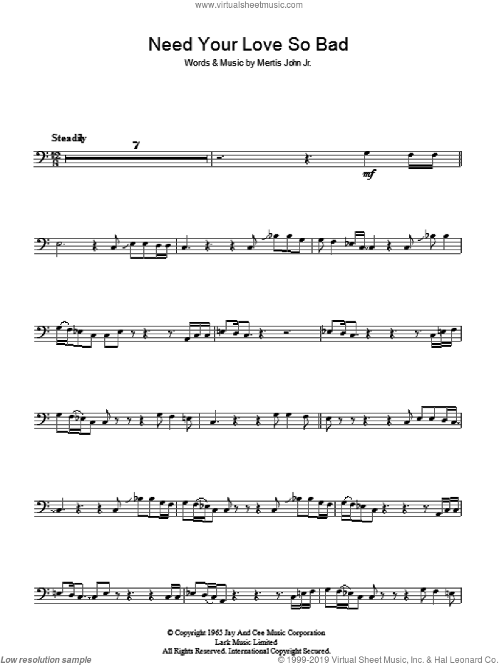 Need Your Love So Bad sheet music for voice, piano or guitar by Fleetwood Mac and Mertis John Jr., intermediate skill level