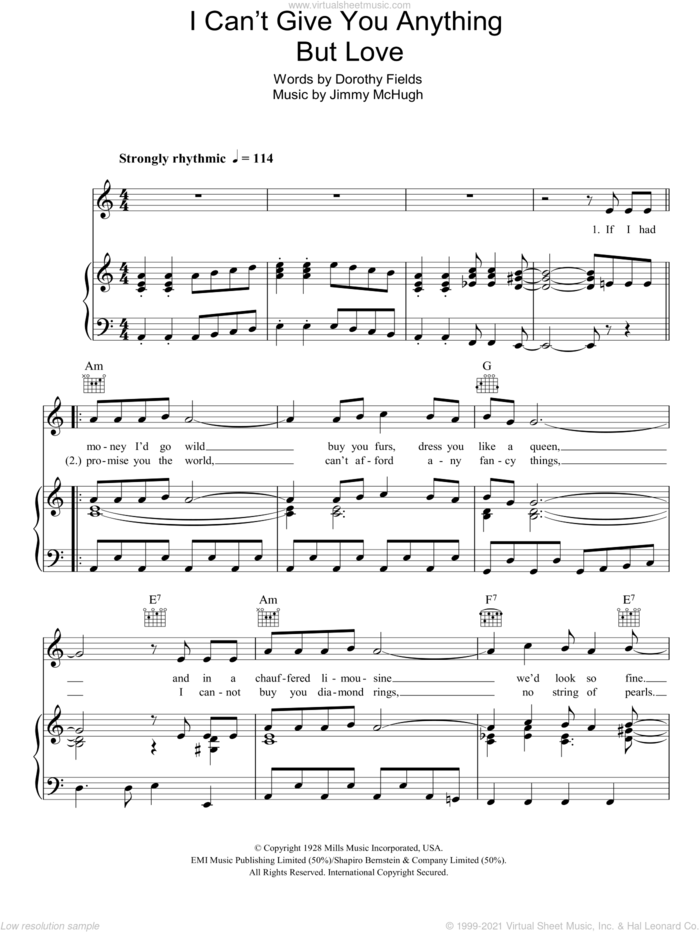 I Can't Give You Anything But Love sheet music for voice, piano or guitar by The Stylistics, Jimmy McHugh and Dorothy Fields, intermediate skill level