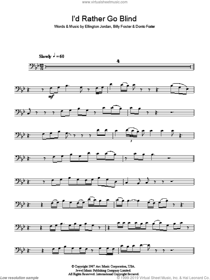 I'd Rather Go Blind sheet music for voice, piano or guitar by Etta James, Billy Foster, Donto Foster and Ellington Jordan, intermediate skill level