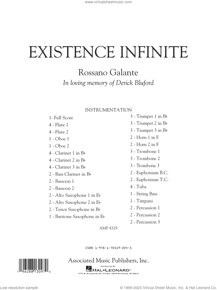 Existence Infinite (COMPLETE) sheet music for concert band by Rossano Galante, intermediate skill level