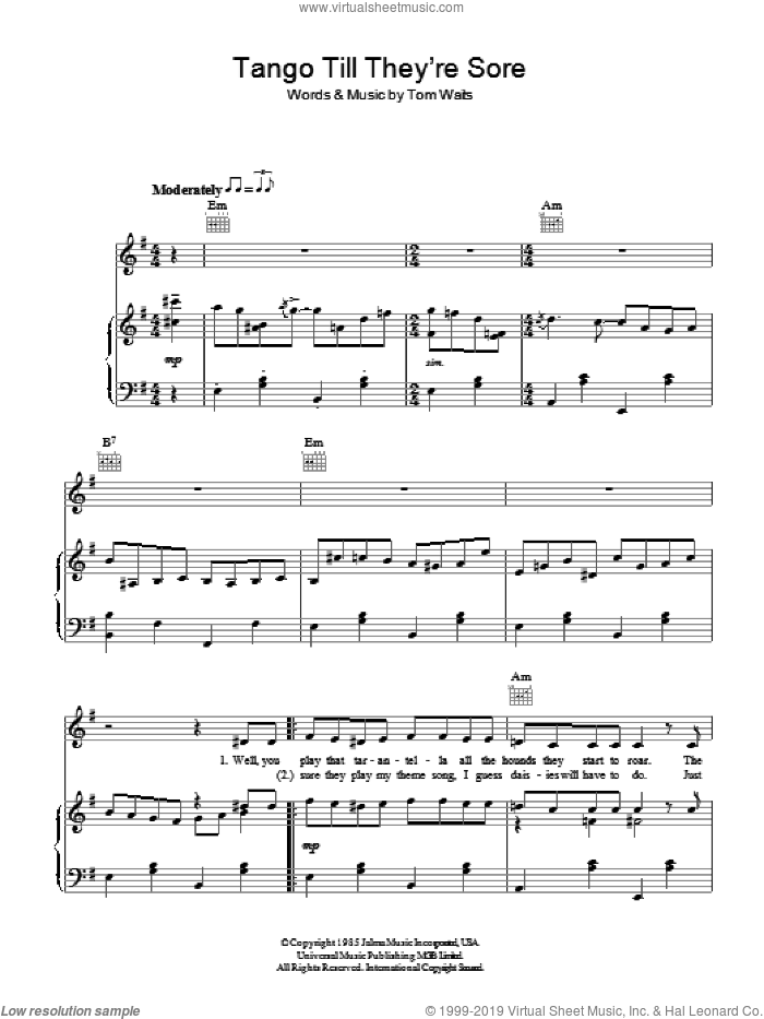 Telephone Call From Istanbul sheet music for voice, piano or guitar by Tom Waits, intermediate skill level