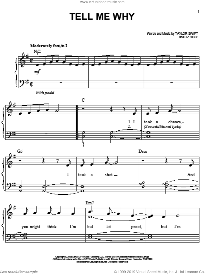 Tell Me Why Sheet music for Piano (Solo) Easy